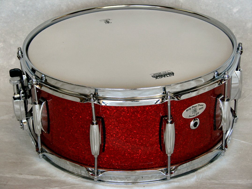 14" X  6" 15ply Hi Gloss Red Glitter Snare Drum
